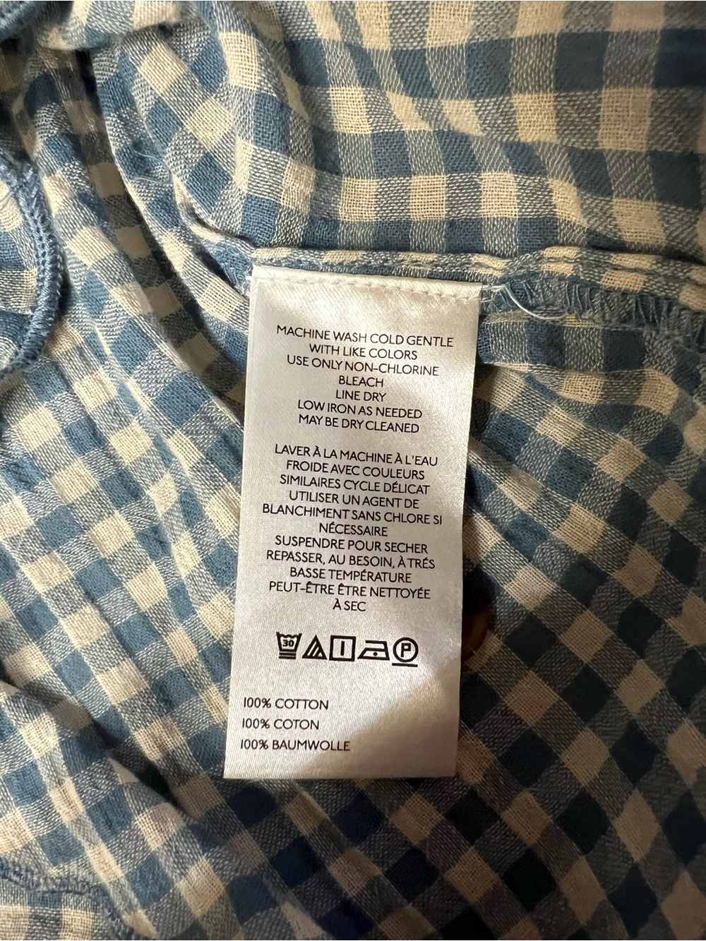 NWOT Pilcro Blue Gingham Button-Front Ruffle Collar Top - Picture 11 of 11